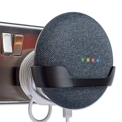 Image of P3D Lab Power Plug Wall Mount Bracket for Google Home Mini Full, Black 3 Years Warranty Made in UK
