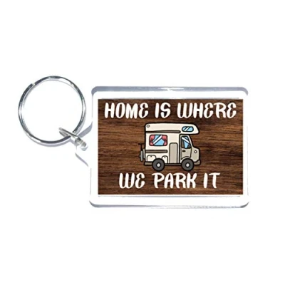 Image of &#039;Clare&#039;&#039;s Cosmetics&#039; Motorhome Lover Gift Home Is Where We Park It Novelty Keyring Fun Present