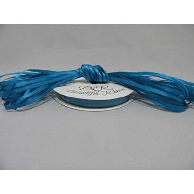 Image of 1 roll of 3mm x 50 metres Satin Ribbon Dark Turquoise Blue Double Sided 3 mm