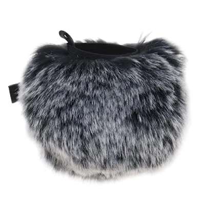 Image of OTOTEC Microphone Wind Cover Compatible with Blue Yeti Nano Elastic Band Design Black and White Furry Muff Artificial Fur Mic Filter as Foam