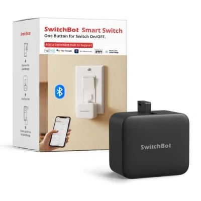 Image of SwitchBot Smart Switch Button Pusher Fingerbot for Automatic Light Switch, Timer and APP Bluetooth Remote Control, Works with Alexa, Google Home, IFTTT When Paired Hub (Black)
