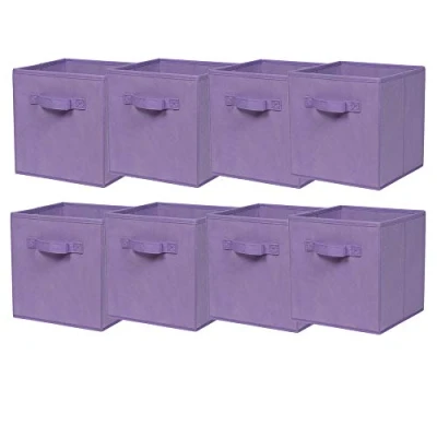 Image of BonChoice Foldable Storage Cubes Boxes Pack of 8 with Handle for Home Organization, Fabric Wardrobe Box Organizer Basket Bins Clothes Bedding Toys Towels,Collapsible &amp; Durable Light Purple