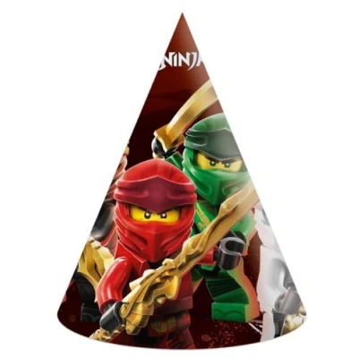 Image of Procos 10232193 Paper Hats Compostable Lego Ninjago, Dark Red and Green, 17