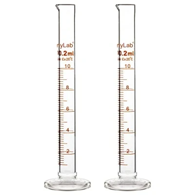 Image of StonyLab 2 Pack Borosilicate Glass 10ml Heavy Wall Graduated Cylinder Measuring Cylinder,