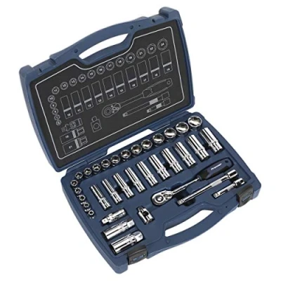 Image of Sealey Premier Socket Set 34pc 3/8&quot;Sq Drive 6pt WallDrive® Metric