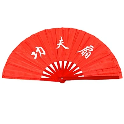 Image of Chinese Kung Fu Tai Chi Fan Arts Dance/Practice Performance Bamboo Folding Kungfu worlds red background