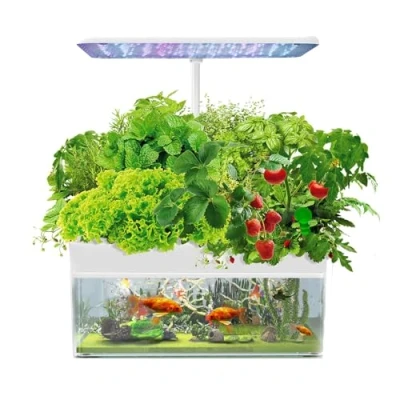 Image of MFYDPP Hydroponics Growing System, 12 Pods Indoor Herb Garden With LED Grow Light, Aquaponic Fish Tank,with Auto Timer,for Home Kitchen,Height Adjustable