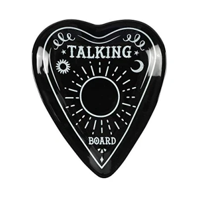 Image of Talking Board Planchette Trinket Dish Ornament Black 10x12x2cm
