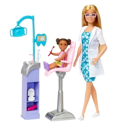 Image of Barbie Careers Dentist Doll and Playset with Accessories, Medical Doctor Set, Toys, HKT69