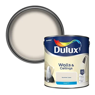 Image of Dulux Matt Emulsion Paint For Walls And Ceilings Summer Linen 2.5 Litres