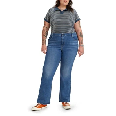 Image of Levi&#039;s Women&#039;s Plus Size 726 High Rise Flare Jeans, Medium Indigo Worn In, 22 S