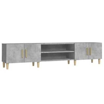 Image of vidaXL TV Cabinet Stylish Concrete Grey Engineered Wood Stand with Ample Storage, Decorative Living Room Furniture, Dimensions 180x31.5x40 cm
