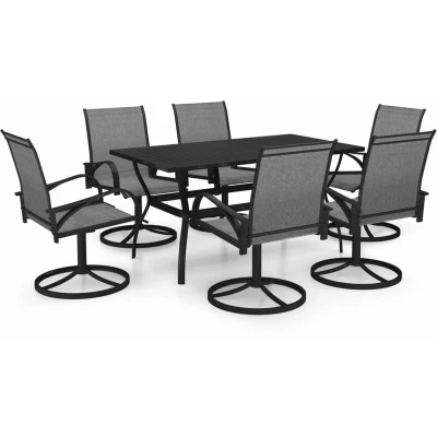Image of vidaXL 7 Piece Garden Dining Set Textilene and Steel