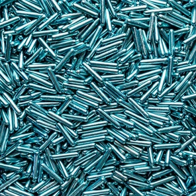 Image of simply topps Metallic/Polished Rods Cake or Cupcake Decoration Sprinkles (Metallic Blue, 25g)