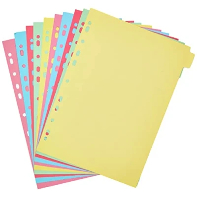 Image of 5 Star Office Subject Dividers Multipunched Manilla Card 10 Part A4 Assorted