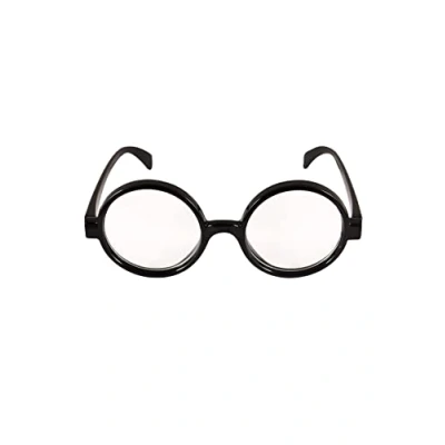 Image of HENBRANDT Adult Wizard Boy Glasses with Clear Lenses Round Frame Wally Retro Nerd Book Day Student Night Cosplay Magic Theme Party Halloween Outfit Fancy Dress Accessory
