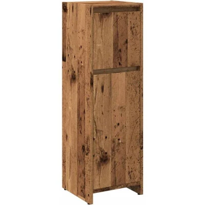 Image of vidaXL Bathroom Cabinet Old Wood 30x30x95 cm Engineered Storage for Modern Drawer &amp; Adjustable Door