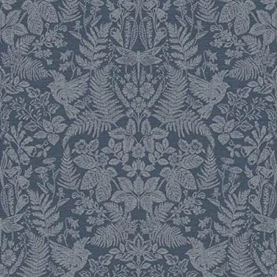 Image of Holden Decor Woodland Stitch Navy Wallpaper 65787 Linen Effect Wild Nature