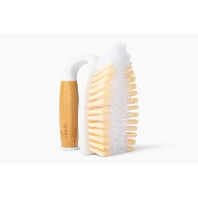 Image of Full Circle Tough Stuff All Purpose Scrub Brush White FC16127W, Bamboo, 12.5 x 6.2 11 cm