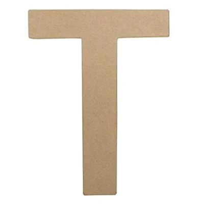 Image of Décopatch Ref AC413O Papier Maché Alphabet Funny Lowercase Letter &quot;T&quot; Fun to Decorate Using Papers, Glue &amp; Varnish, 5 x 22 23cm Brown