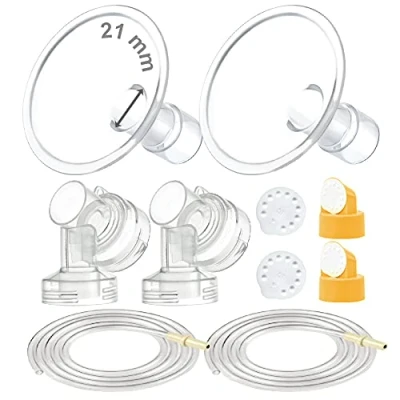 Image of Maymom MyFit Pump Parts Compatible with Medela PersonalFit Breast Pump, in Style Advanced, Lactina, Symphony, Incl Small Flange (21mm) Base Connector Valve Membrane Tube
