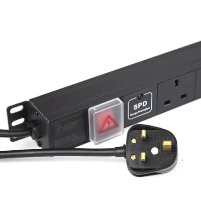 Image of kenable Power Distribution Unit PDU 12 Way UK Sockets Surge Protected to Plug Vertical Rack Mount [12 SURGED]