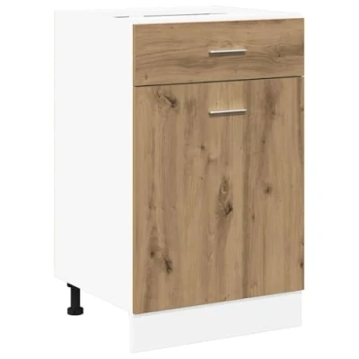 Image of vidaXL drawer bottom cabinet artisan oak kitchen storage unit with and two compartments engineered wood perfect for kitchens, utility rooms 40x46x81.5 cm assembly required