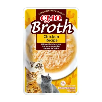 Image of INABA Churu broth for cats chicken snacks recipe awards with animal proteins, without grains, preservatives, colorants, lime, 1 x 40 g