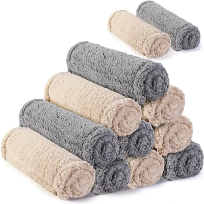 Image of Hanjiajia 12 Pack Fleece Dog Blanket Calming Pet Throw Blankets Puppy Warm Sherpa Fluffy for Cat (23 x 16&#039;&#039;)