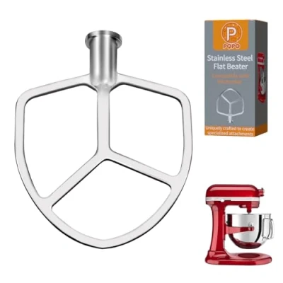 Image of Stainless Steel Flat Beater for Kitchen aid 6 Quart Bowl Lift Stand Mixers, Compatible with Mixer Accessories