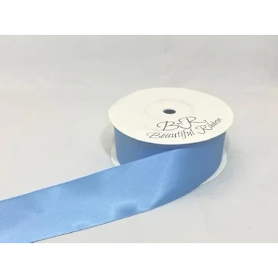 Image of 2 metres x 38mm Satin Ribbon Cornflower Light Blue Double Sided 38 mm 3.8cm