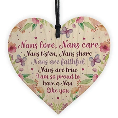 Image of RED OCEAN Special Nan Gifts Birthday Wooden Heart Grandparent Keepsake Plaque