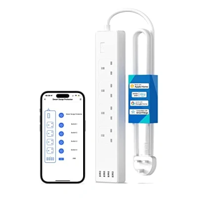 Image of Meross Smart Power Strip, Extension Lead with 20W USB Ports, Compatible Apple HomeKit, Amazon Alexa, Google Home, and SmartThings, Timer, Voice/Remote Control, 2.4GHz WiFi, 6ft Cord