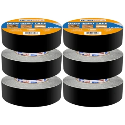Image of ADHES Deck Joist Tape, Butyl Tape 4cm x 15m 6 Rolls Waterproof for Decking, Flashing Ideal Wood Decks Beams Roof, Outdoor Construction Use
