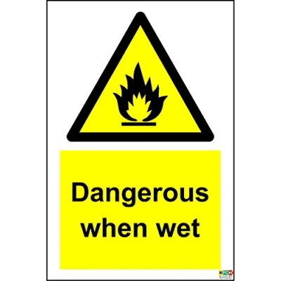 Image of Warning Dangerous When Wet Safety Sign 1.2mm Rigid Plastic 300mm x 200mm