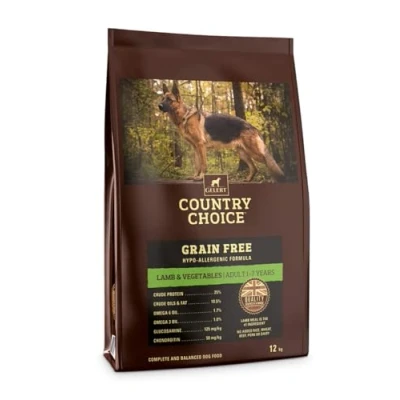 Image of Gelert Country Choice Grain Free Lamb and Veg Adult Dry Dog Food, Chicken, 12.14 kg, clear