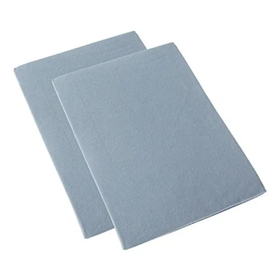 Image of HOMESCAPES Blue Brushed Cotton Fitted Cot Sheet, Set of Two, Plain 100% Cotton, 70 x 140 cm