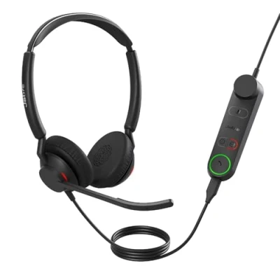 Image of Jabra Engage 50 II schnurgebundenes Stereo Headset mit Link Call Control, geräuschunterdrückender 3 Mic Technologie und USB A Kabel Allen führenden UC Plattformen wie Zoom kompatibel Schwarz