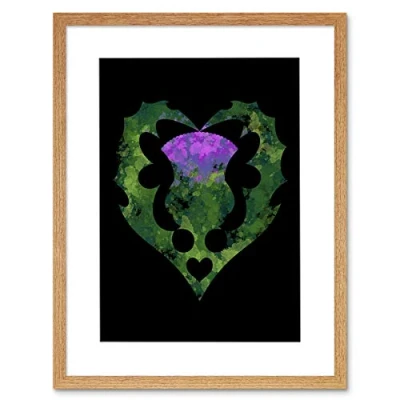Image of Wee Blue Coo PAINTING THISTLE SCOTTISH SCOTLAND FLOWER ABSTRACT FRAMED PRINT F97X6640
