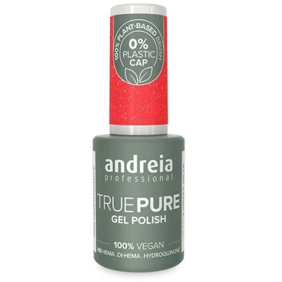 Image of Andreia Professional Hema Free Gel Polish TRUE PURE 21 and 100% Vegan for Sensitive Nails Semi Permanent UV LED Soak Off Nail Varnish Colour T20 Glitter Neon Pink 10.5ml