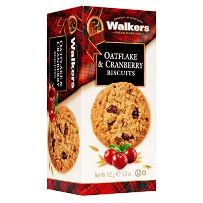 Image of Walkers Shortbread Oatflake &amp; Cranberry Biscuits, Traditional Biscuits By Scottish Recipe, 150g (Pack of 12)