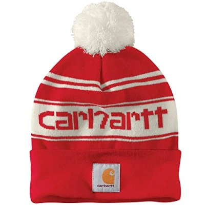 Image of Carhartt Mens Knit Cuffed Rib Fold Up Logo Beanie