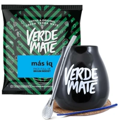 Image of Mate Tea Starter Kit, Large Yerba Cup 350 ml and Bombilla, Gourd Bombilla Beginner&#039;s Set, Product of Cebador