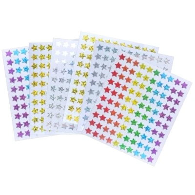 Image of Storm&amp;Lighthouse 600 x Star Stickers Gold Silver Rainbow Stars Mini Teacher Reward Scrapbook for Crafts Glitter Art and Craft Classroom Resource (Mixed)