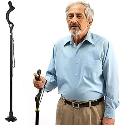 Image of Folding Walking Sticks Portable Campbell Posture Cane 10 Height Adjustment Stick 360 Traction Tip Mobility Device for Men and Women Ladies Hiking/Trekking Pole/Travel/Home