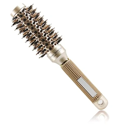 Image of TEEROVA Ceramic &amp; Ionic Round Barrel Hair Brush with Boar Bristle, Best Roller Hairbrush for Blow Drying, Curling&amp;Straightening, Volume&amp;Shine (2.5&quot;）