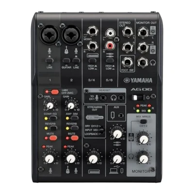 Image of Black 6 Channel Live Streaming Mixer/USB Interface for IOS/Mac/PC