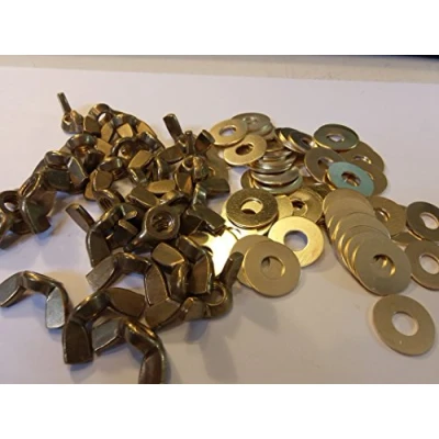 Image of M8 SOLID BRASS WING NUTS WITH FREE PENNY WASHERS 6/12 OR 15 PACKS (6)