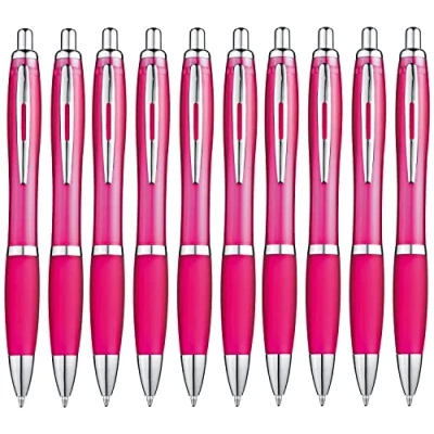 Image of Libetui Pack of 10 Ballpoint Pens Non Slip Grip Zone Large Capacity Case in Pink