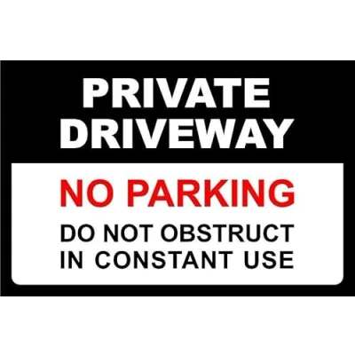 Image of Private driveway no parking prohibition sign 1mm flexible Plastic (600mm x 400mm)